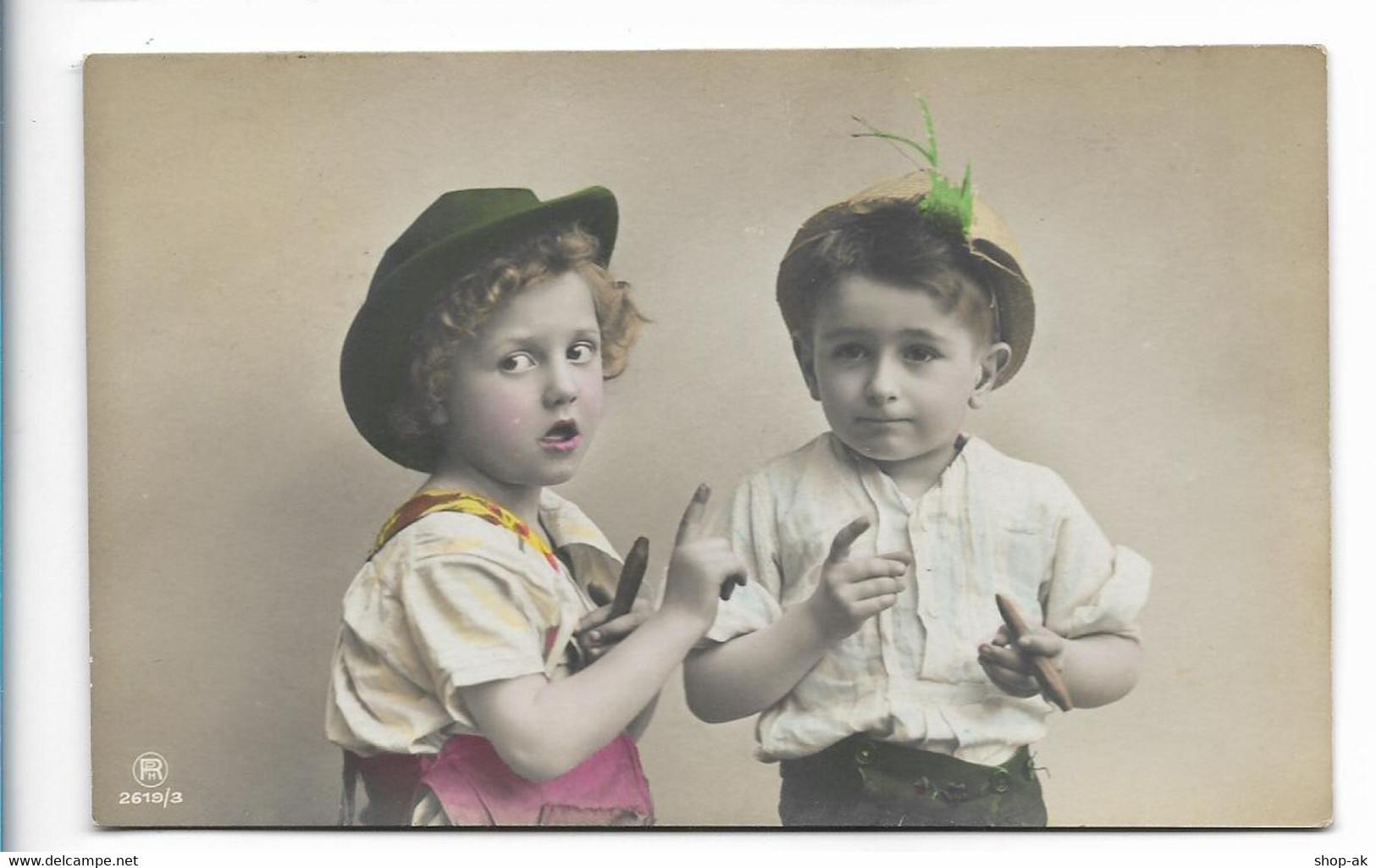 V3349/ Kinder Jungen Rauchen Zigarre  Foto AK 1910 - Andere & Zonder Classificatie