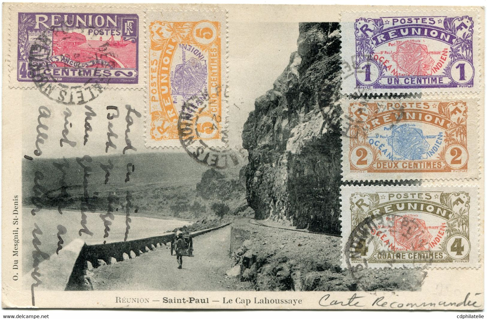 REUNION CARTE POSTALE RECOMMANDEE -SAINT-PAUL -LE CAP LAHOUSSAYE DEPART PORT DES GALETS 20 JANV 24 POUR LA FRANCE - Covers & Documents