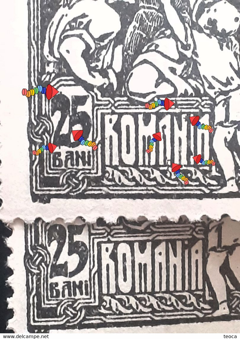 Errors Romania 1921, Social Assistance Printed With Multiple Errors,. 3 Stamps UNUSED - Variétés Et Curiosités