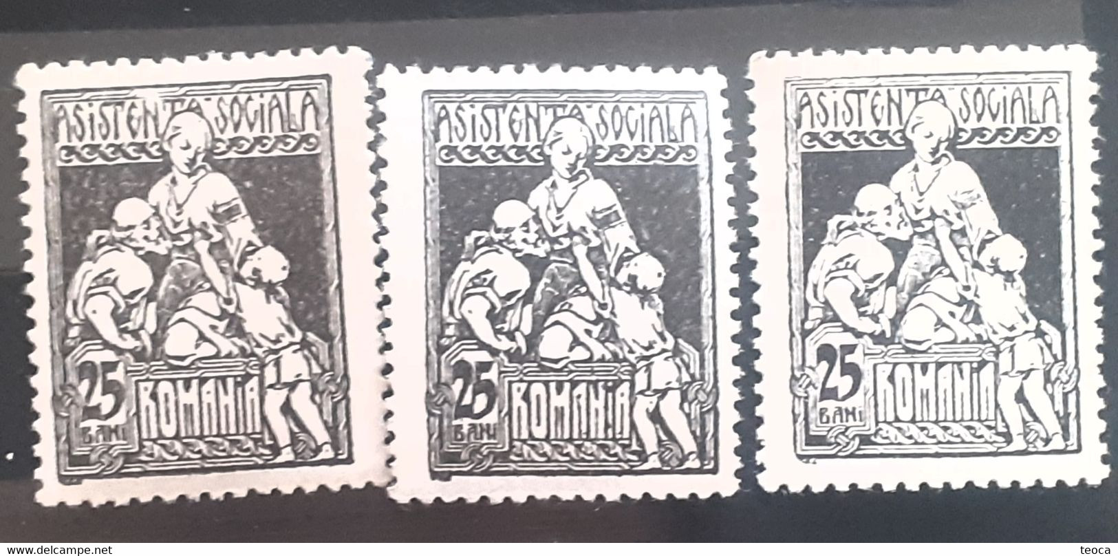 Errors Romania 1921, Social Assistance Printed With Multiple Errors,. 3 Stamps UNUSED - Errors, Freaks & Oddities (EFO)