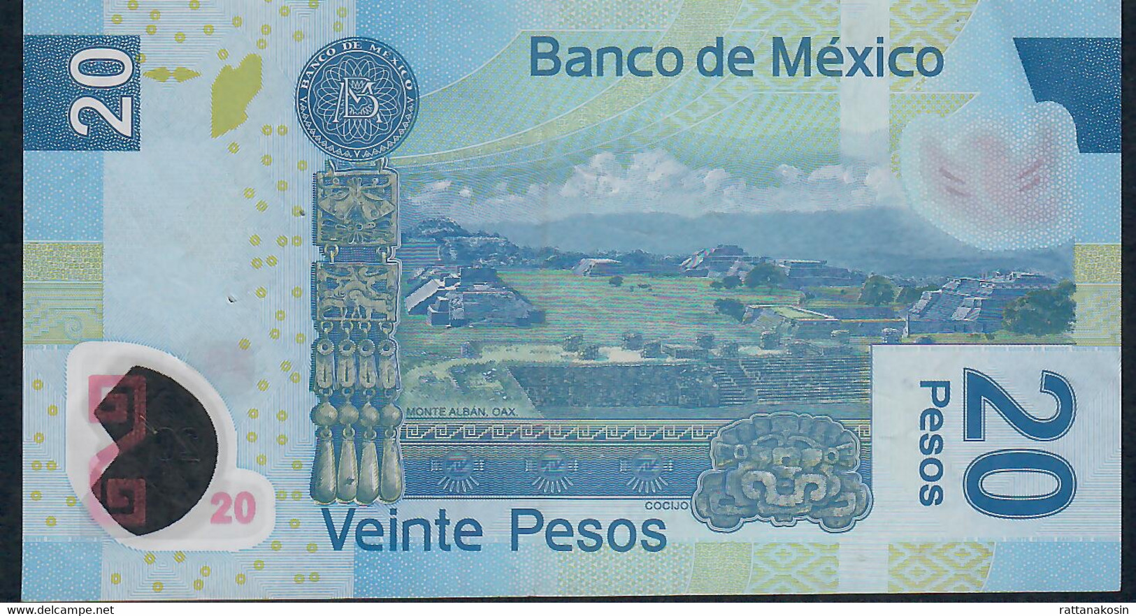 MEXICO P122p 20 PESOS  1.8.2017 Serie AF #J505... AVF FOLDS NO P.h. - Mexique