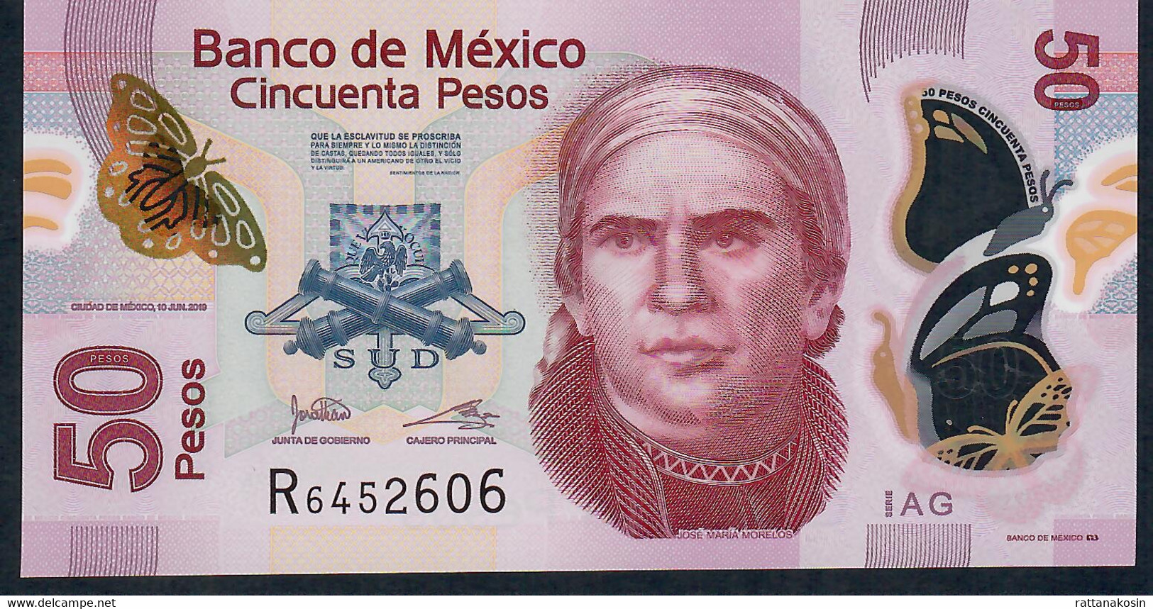 MEXICO P123Al 50 PESOS  10.6.2019 Serie AG #R645... AU-UNC. - Mexique