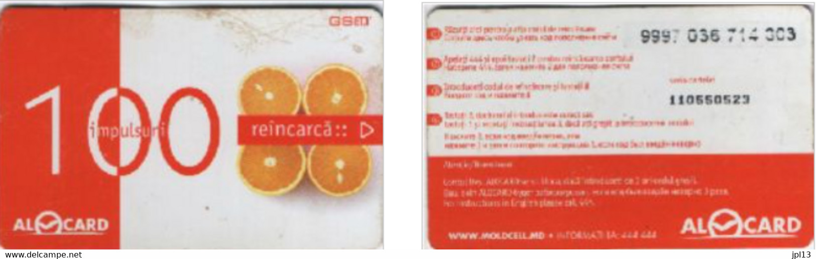 Recharge GSM - Moldavie - Moldcell - Alocard 100 4 Oranges - Moldavie