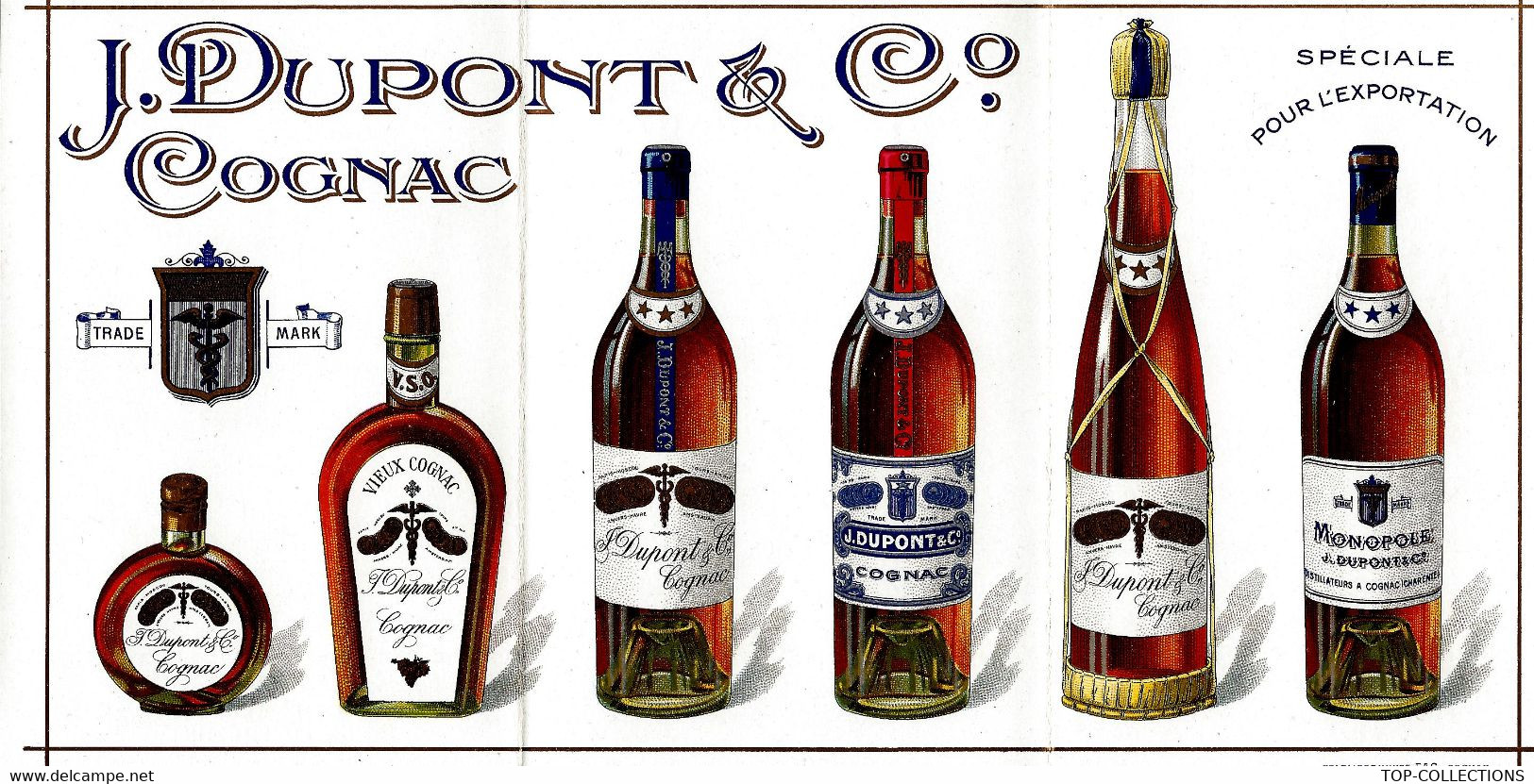 Alcool  SUPERBE  PUBLICITE  J. DUPONT Cognac Charente - Reclame