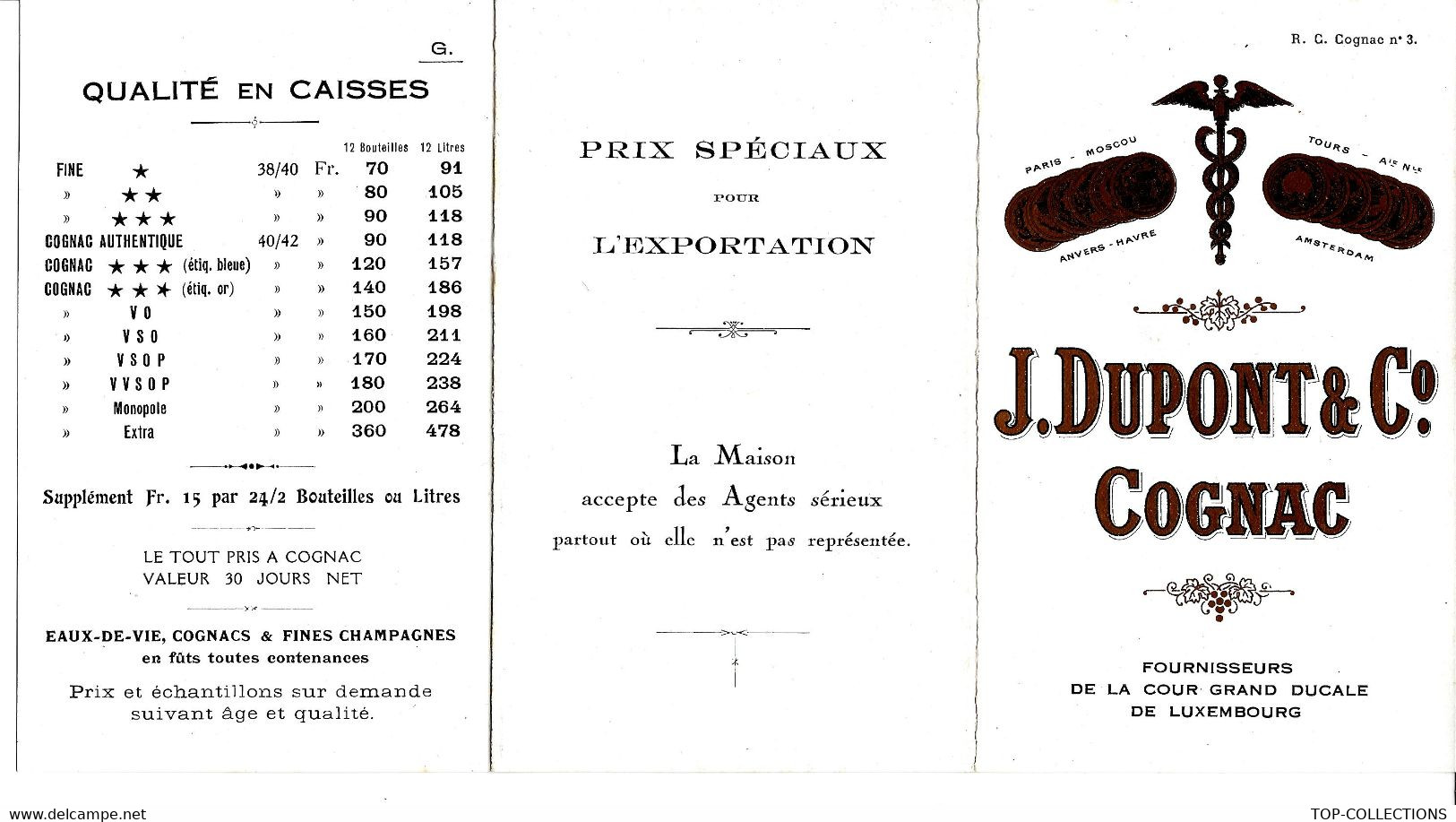 Alcool  SUPERBE  PUBLICITE  J. DUPONT Cognac Charente - Publicités