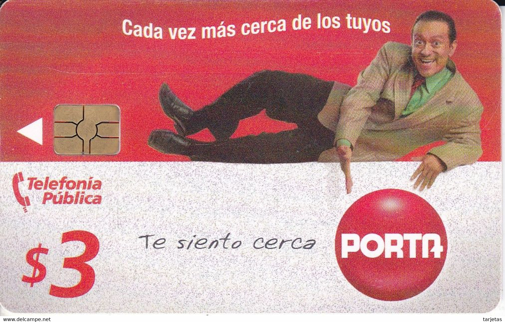 TARJETA DE ECUADOR DE PORTA DE $3 HOMBRE TUMBADO - Ecuador