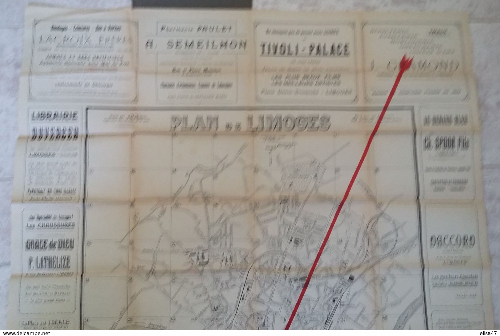 87LIMOGES PLAN DE LA VILLE DE LIMOGES PAR J B BLANC 1893 -1906 OFFERT  PAR L' HOTEL JEANNE D ARC 17 AV.  DE LA GARE - Andere Plannen