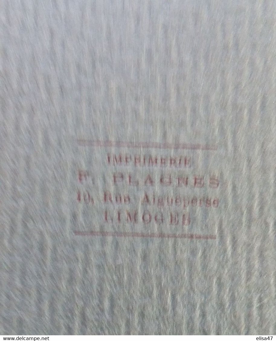 87LIMOGES PLAN DE LA VILLE DE LIMOGES PAR J B BLANC 1893 -1906 OFFERT  PAR L' HOTEL JEANNE D ARC 17 AV.  DE LA GARE - Otros Planes