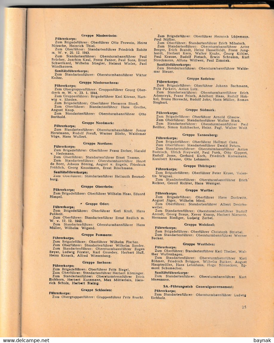 DEUTSCHE REICH -  WW2  --  BUCH: DER  SA - FUHRER  --  ZEITSCHRIFT DER SA - FUHRER DER  N S D A P  -  42 PAGES  --  1944