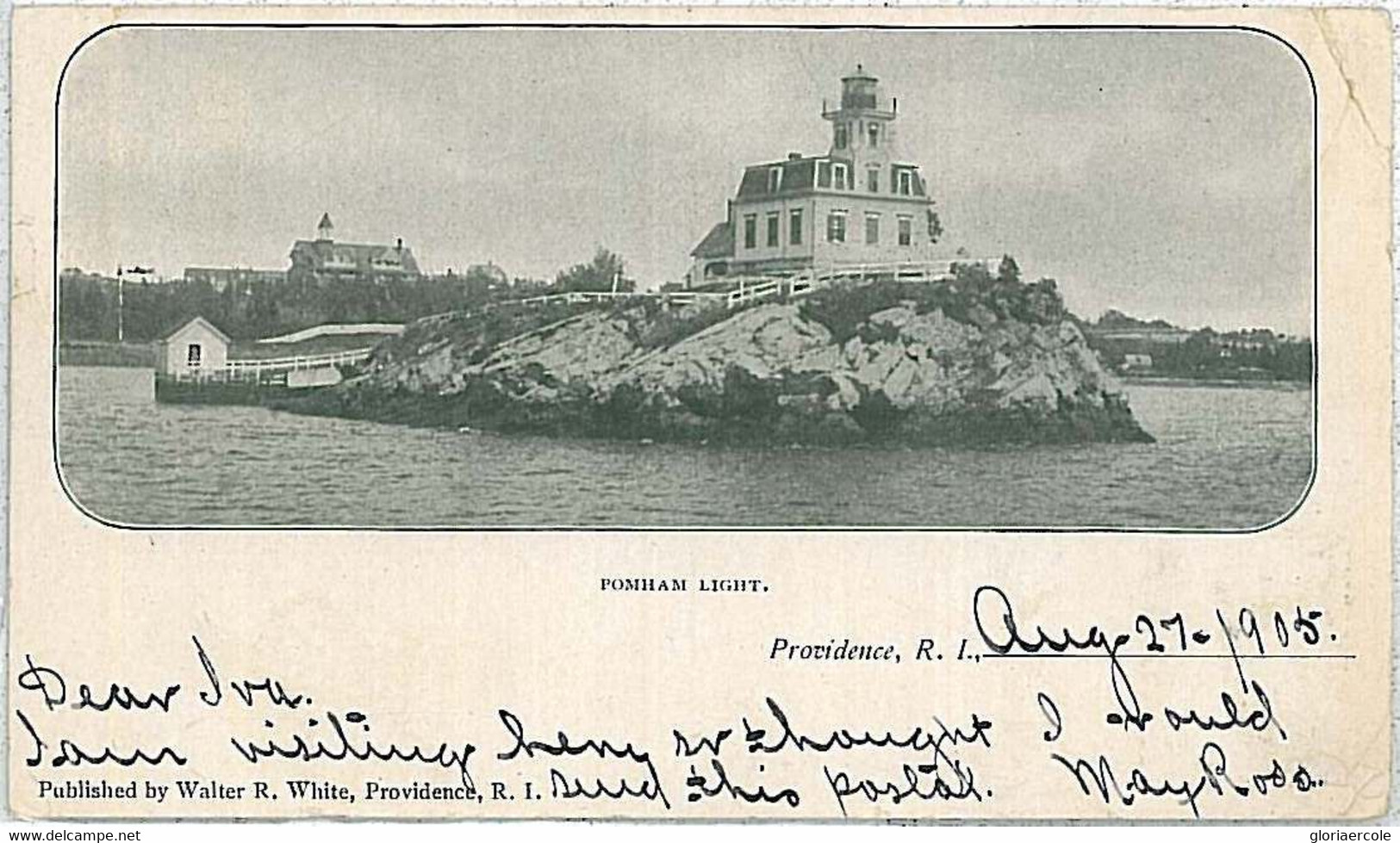 25378 -  USA -VINTAGE POSTCARD: RHODE ISLAND : PROVIDENCE 1905 - LIGHTHOUSE LIGH - Newport