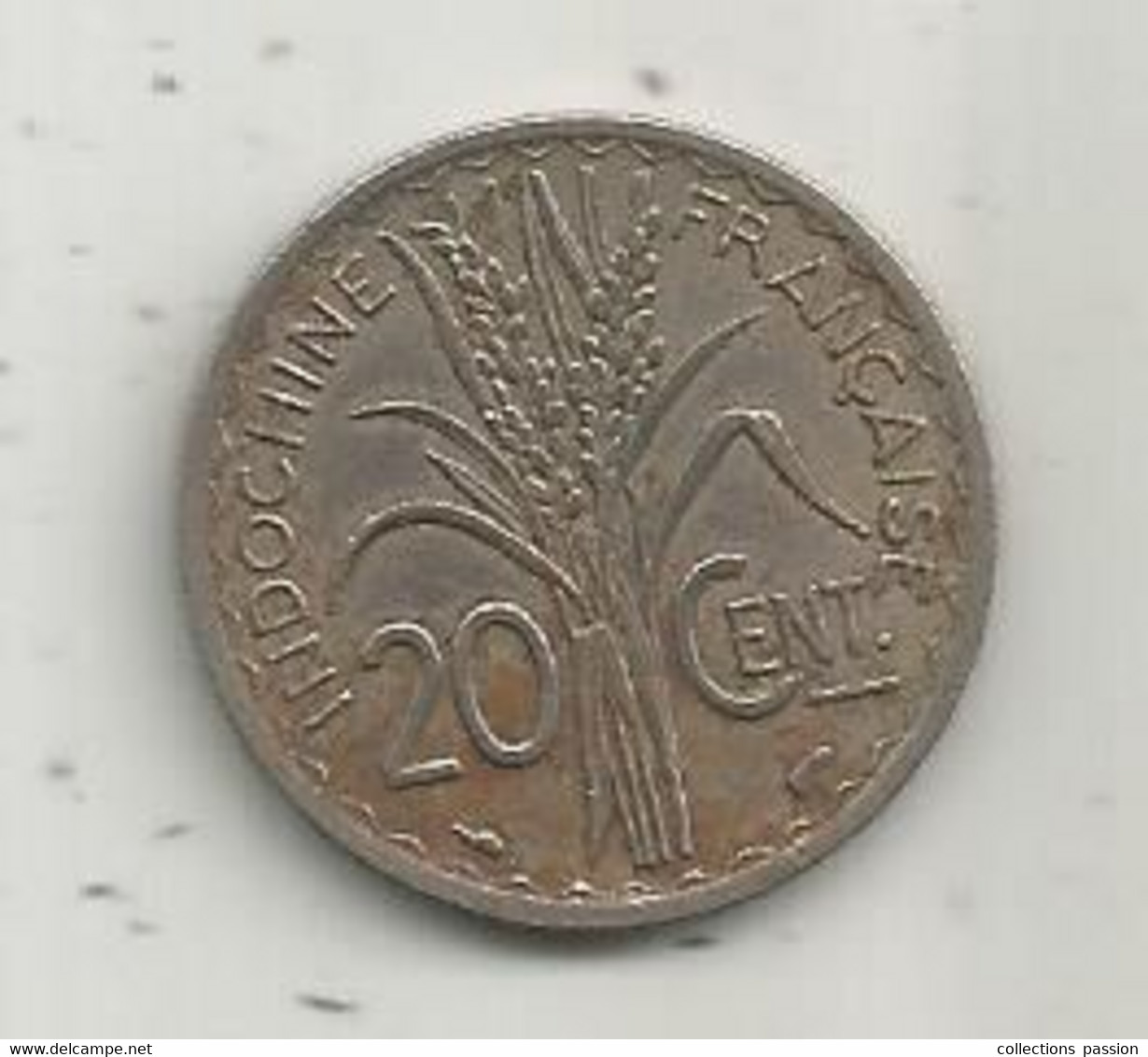 JC, MONNAIE, COLONIES, INDOCHINE FRANCAISE , 20 Centimes, 1939 , 2 Scans - Other & Unclassified
