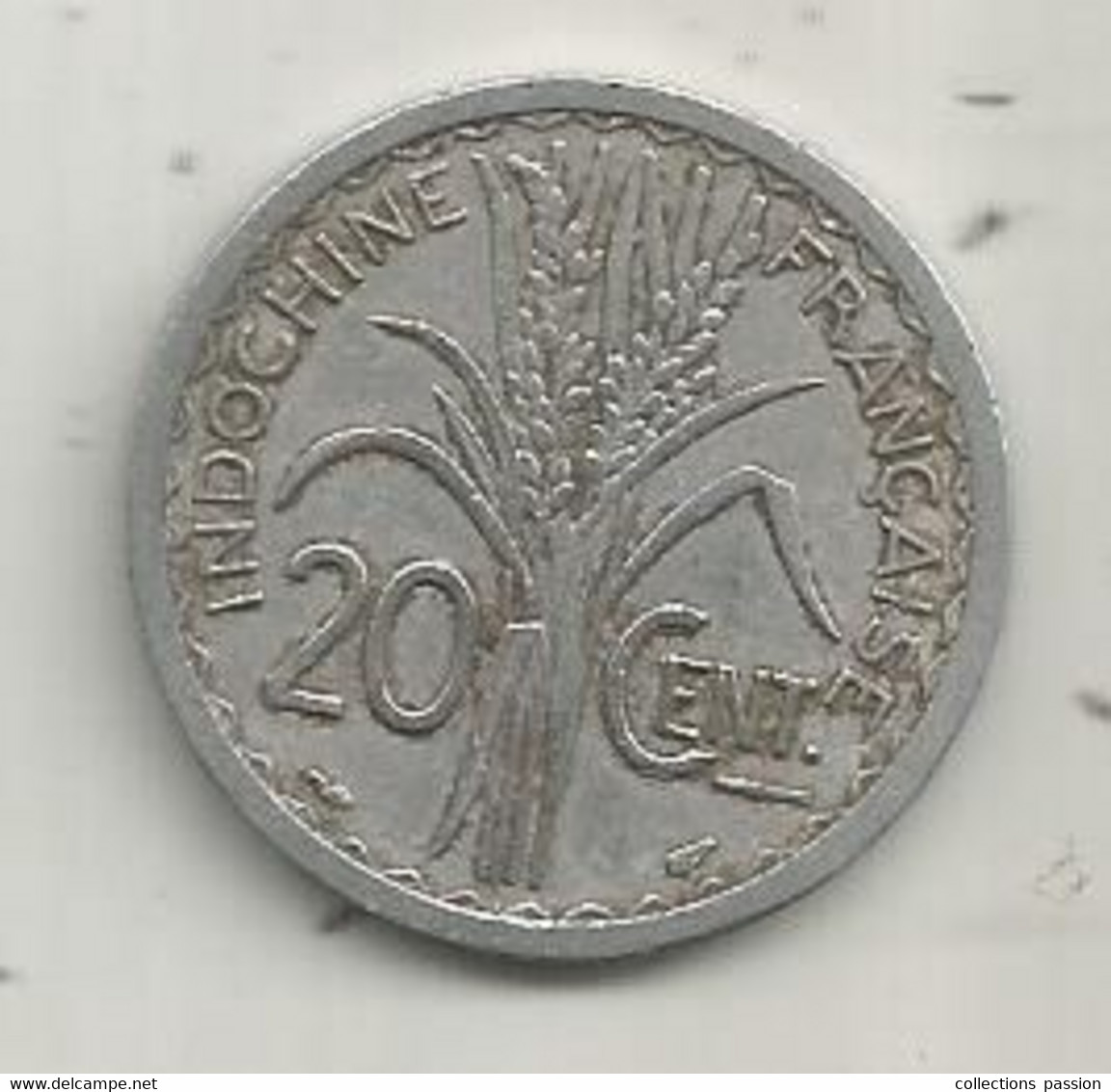 JC, MONNAIE, COLONIES, INDOCHINE FRANCAISE , 20 Centimes, 1945 , 2 Scans - Sonstige & Ohne Zuordnung