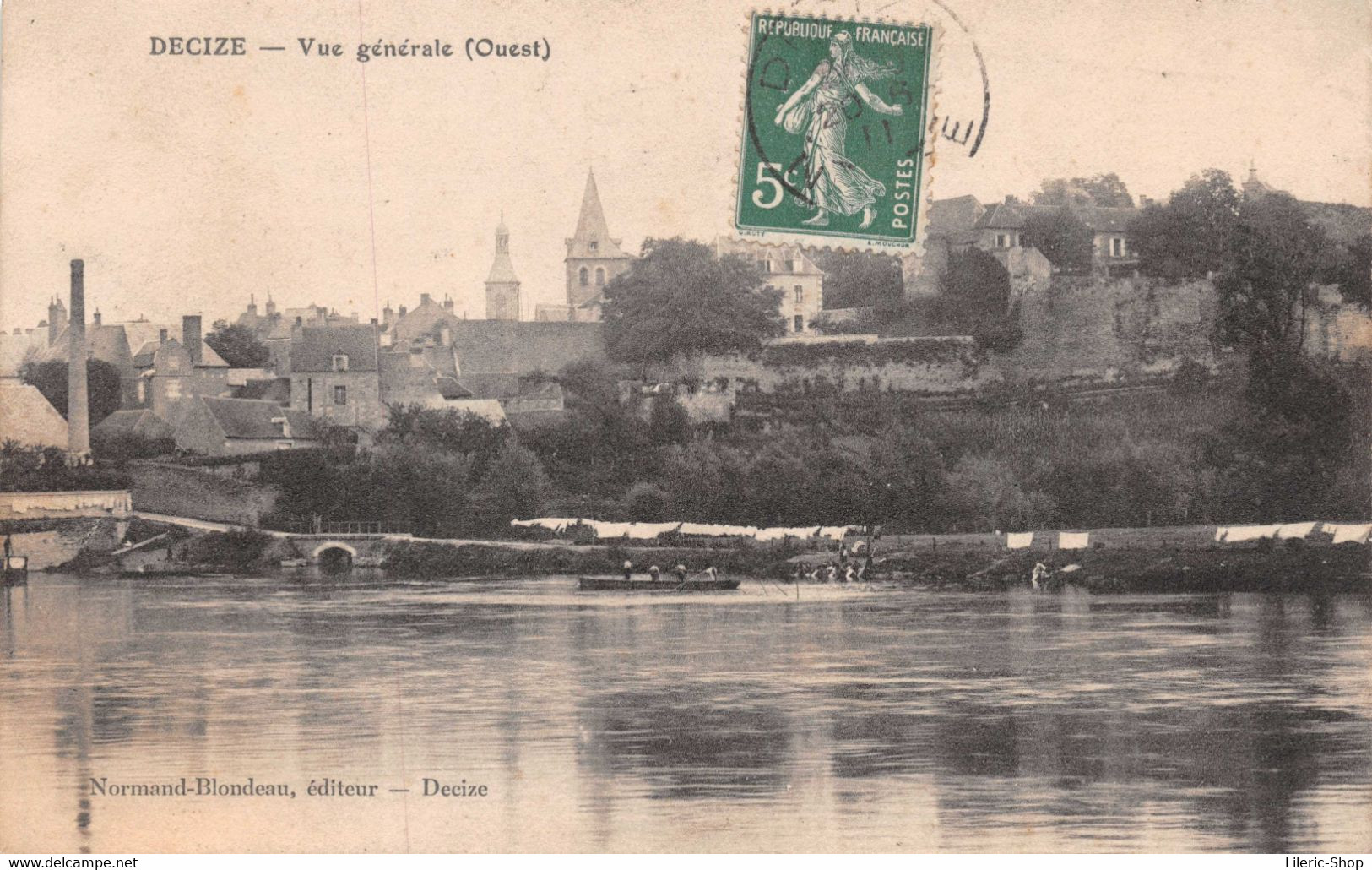 [58] DÉCIZE - Vue Générale Ouest # Pécheurs # Lavandières Cpa 1911 ( ͡♥ ͜ʖ ͡♥) ♥ - Decize