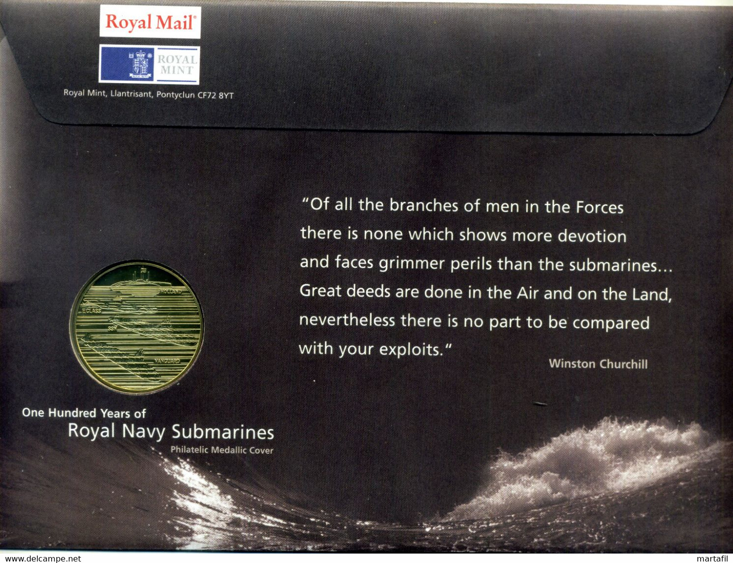 Royal Mail FDC "One Hundred Years Of Royal Navy Submarines - Wiston Churchill" - Submarinos