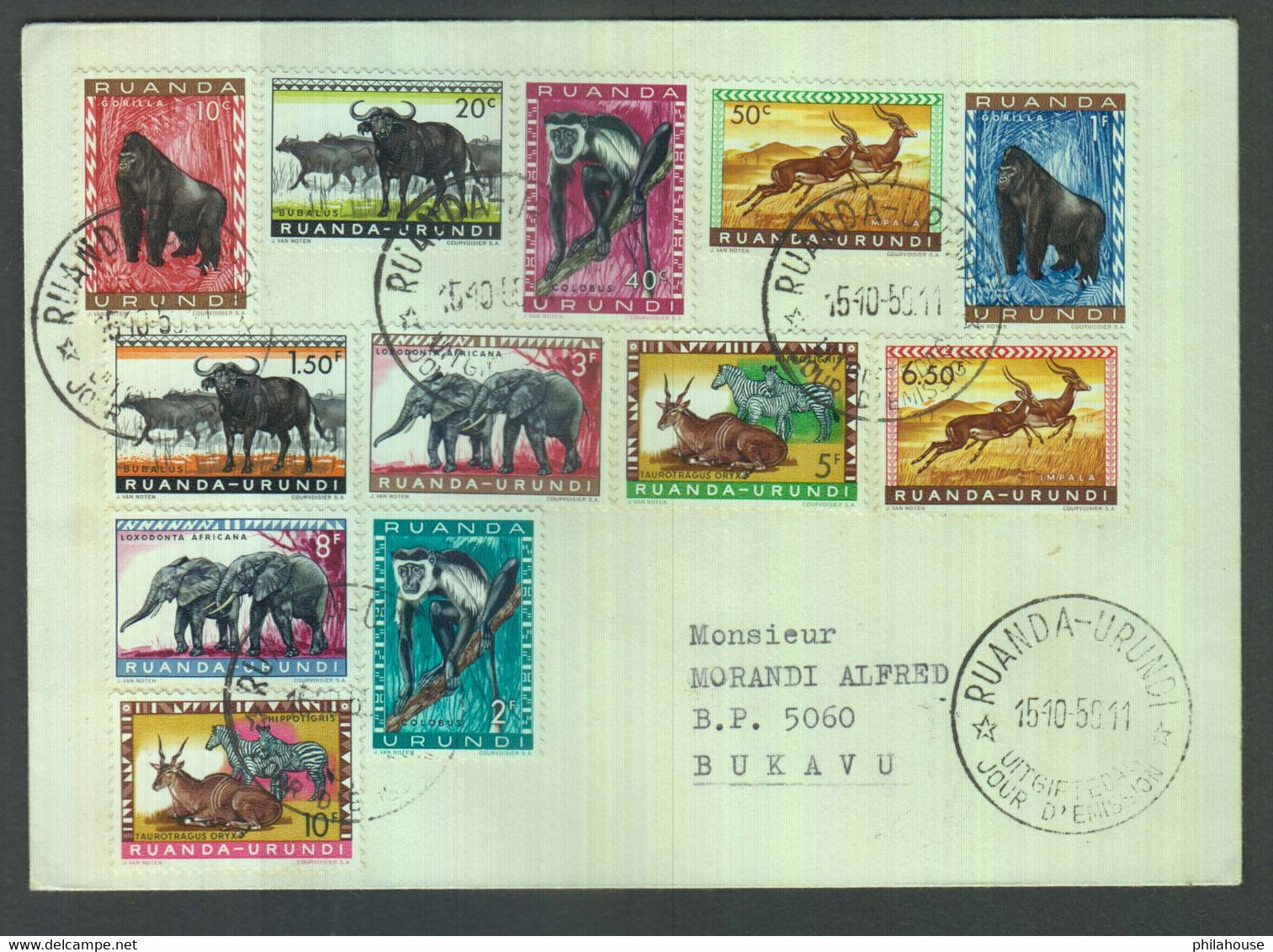 Rwanda Urundi Wild Life WWF Elephant FDC - Lettres & Documents