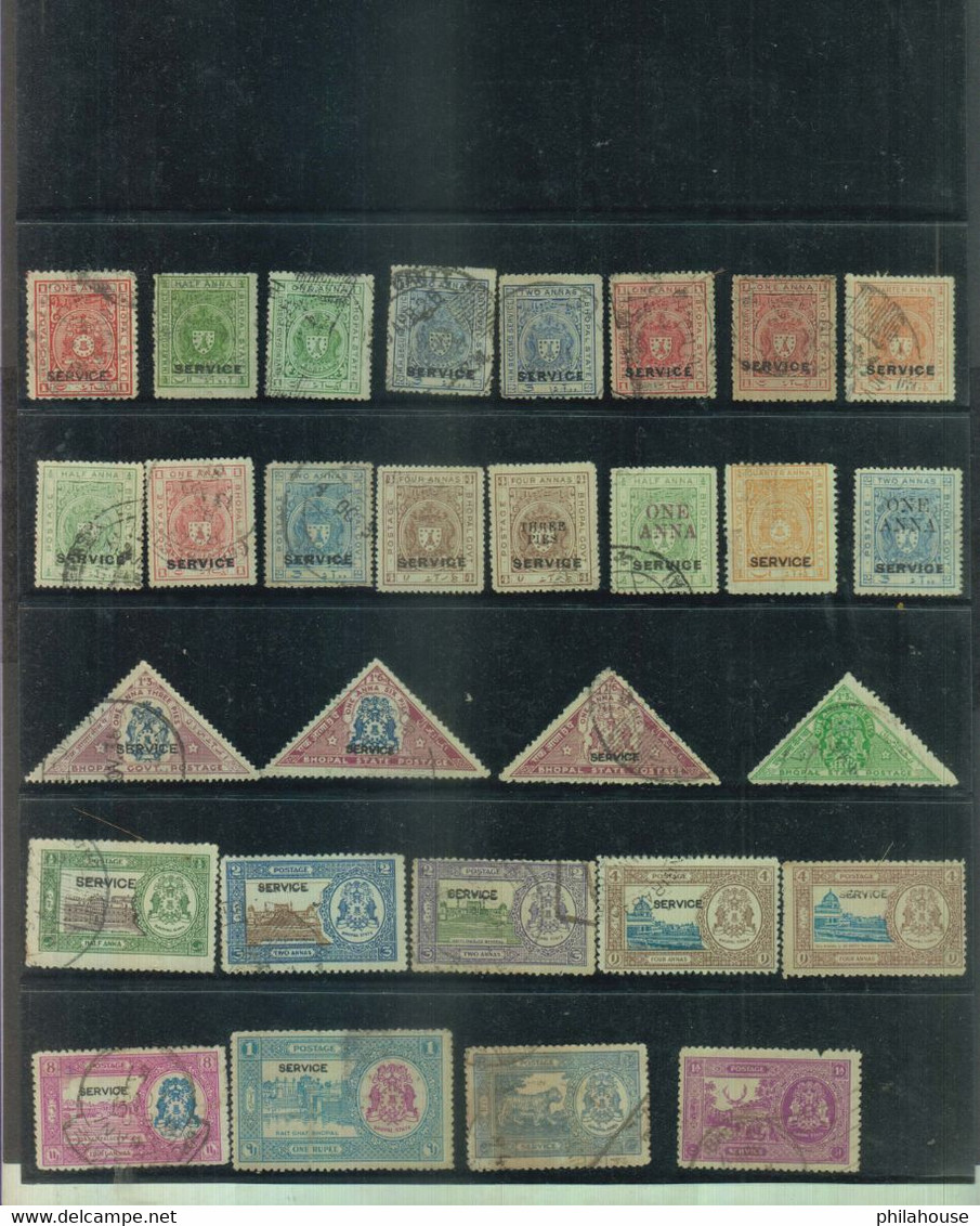 India Bhopal State 29 Different Stamps Used - Bhopal