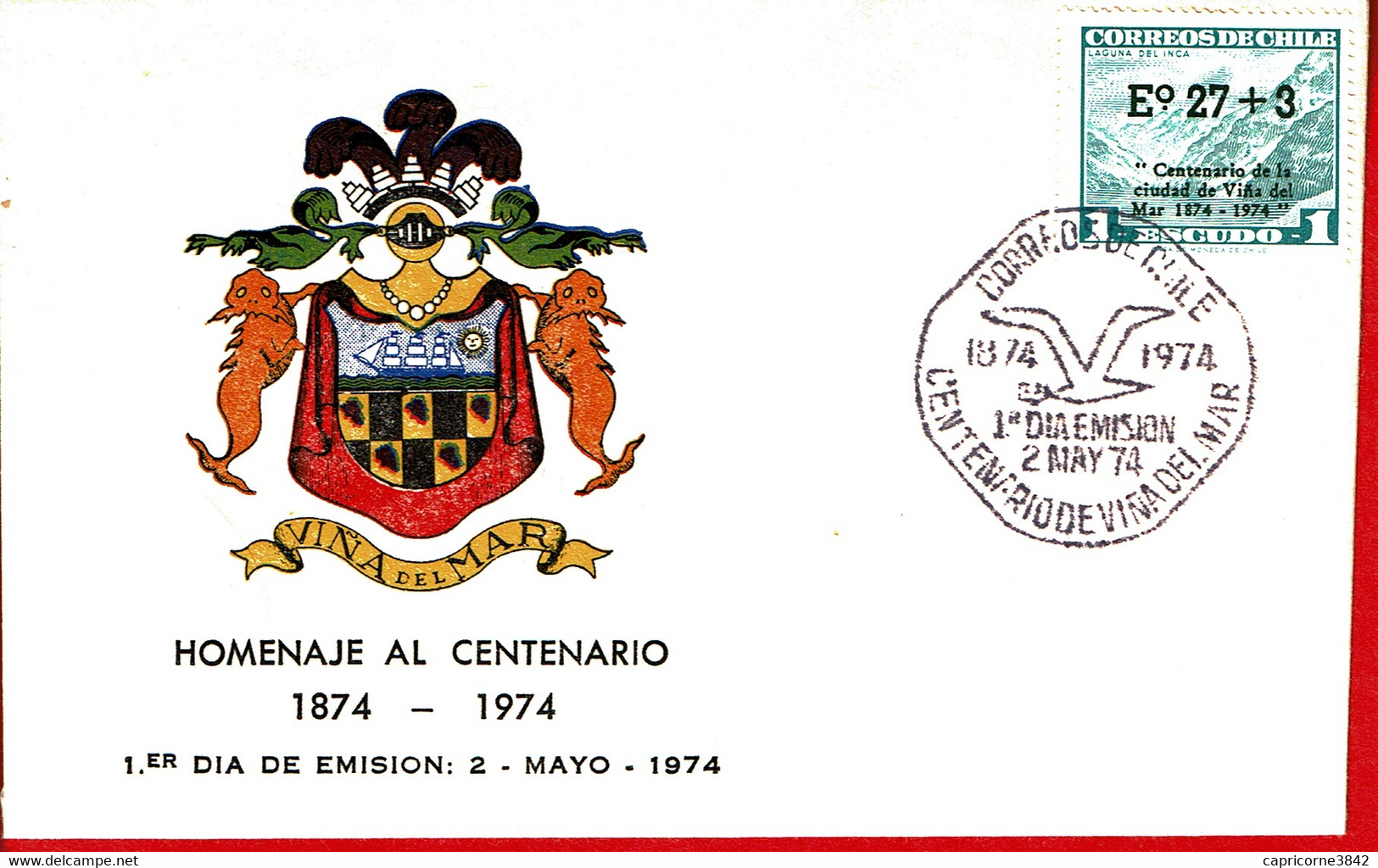 1974 - Chili - CENTENARION DE LA CIUDAD DE VINA DEL MAR - Tp N° 414 - Cile