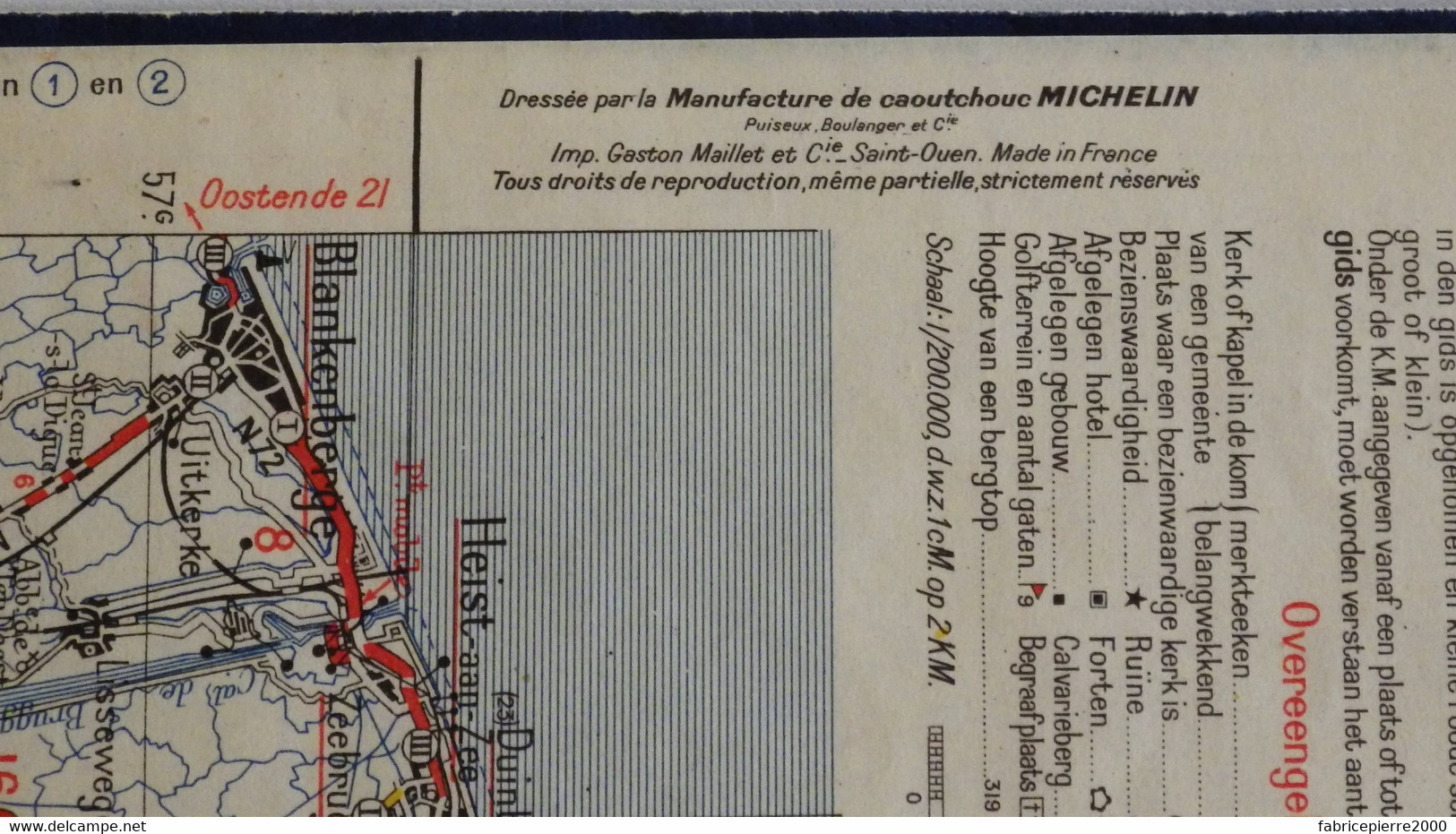 MICHELIN N°1 Carte Routière Anvers Rotterdam 1947 TBE Hollande Pays-Bas - Roadmaps