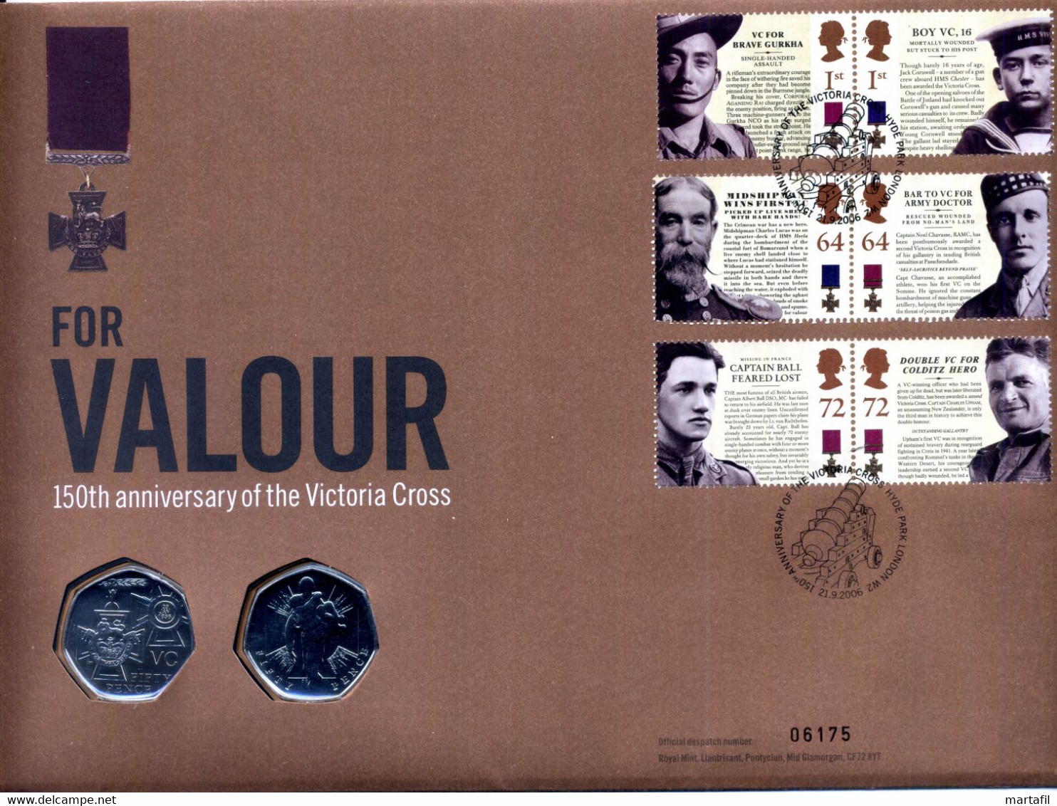 Royal Mail FDC "For Valour 150th Anniversary Of The VICTORIA CROSS" 2006 - Militaria