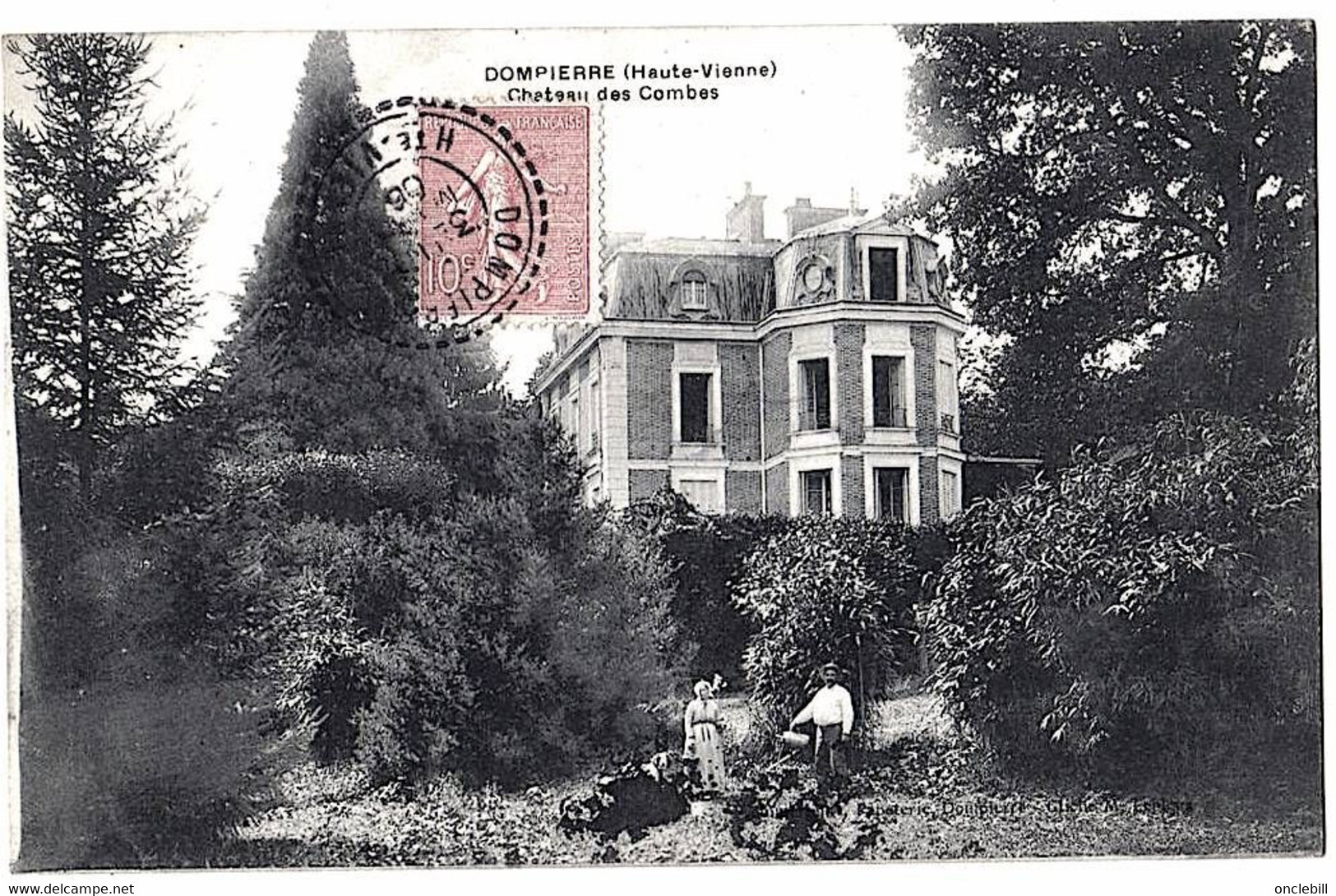 Dompierre Chateau Des Combes Petite Animation 1906 Très Bon état - Chateauponsac