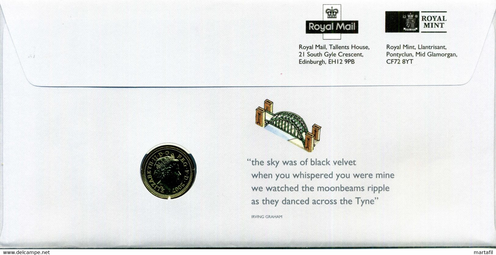 Royal Mail FDC "A Fine Day Out In Newcastle And Gateshead" England Definitive Coin Cover - Géographie