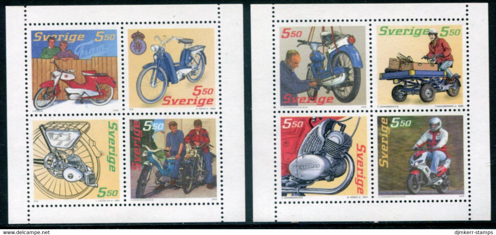SWEDEN 2005 Mopeds MNH / **...  Michel 2493-2500 - Unused Stamps
