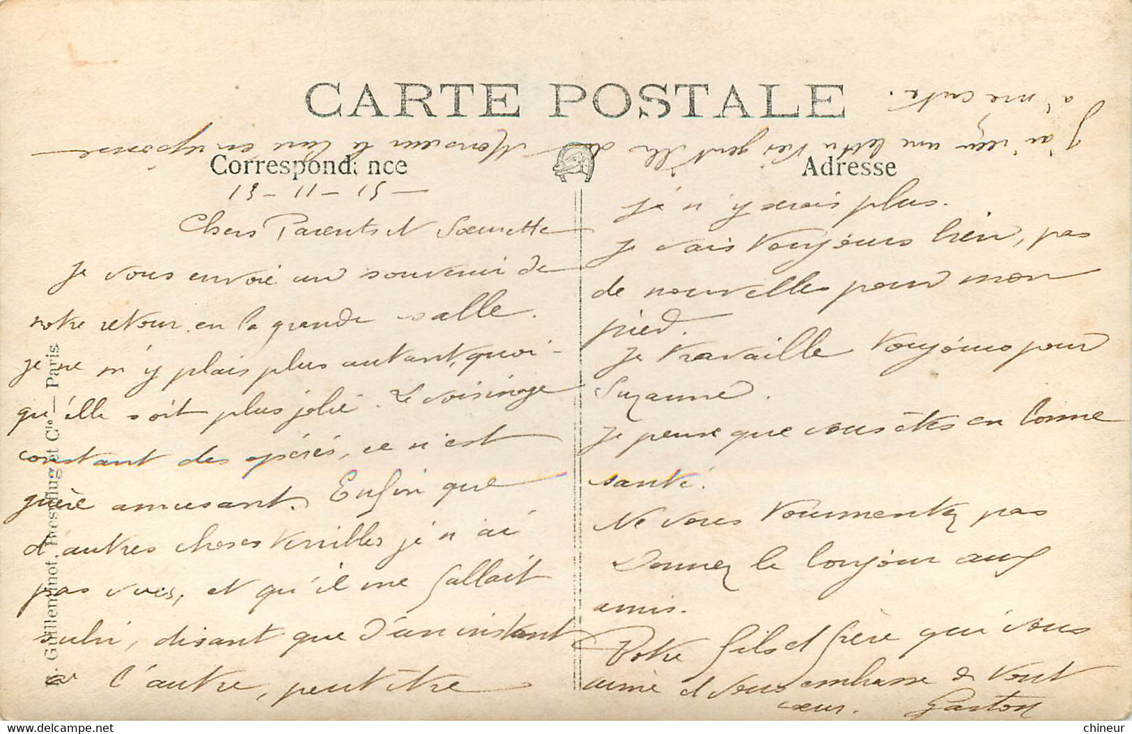 CARTE PHOTO MONTPELLIER HOPITAL MILITAIRE N°10 SALLE 33 CORRESPONDANCE DU CAPORAL JEANNOT BATAILLON CHASSEUR A PIED - Montpellier