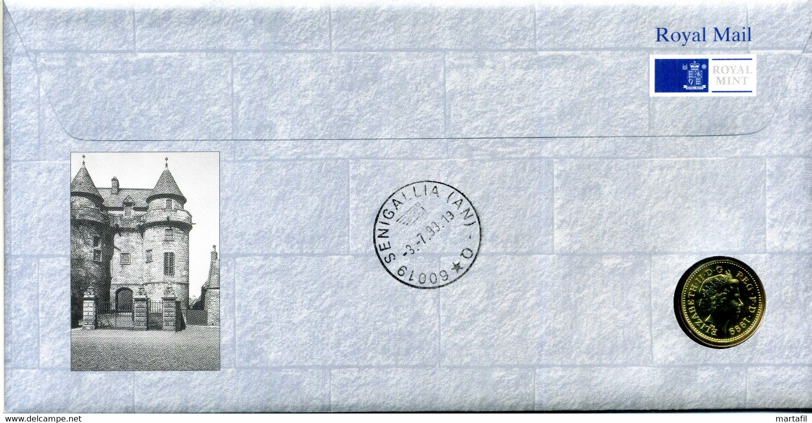 Royal Mail FDC "A Parliament For Scotland Philatelic Numismatic Cover" Scotish Parliament Edinburgh 1999 - Enveloppes