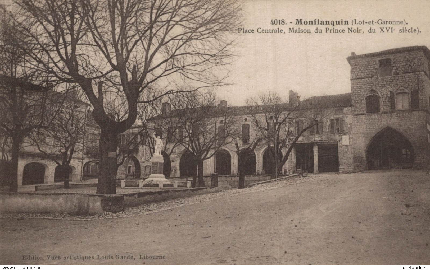 47 MONTFLANQUIN PLACE CENTRALE MAISON DU PRINCE NOIR CPA BON ETAT - Monflanquin