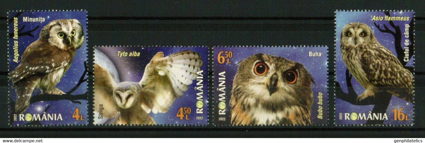 ROMANIA 2022 FAUNA Animals. Birds OWLS - Fine Set MNH - Neufs