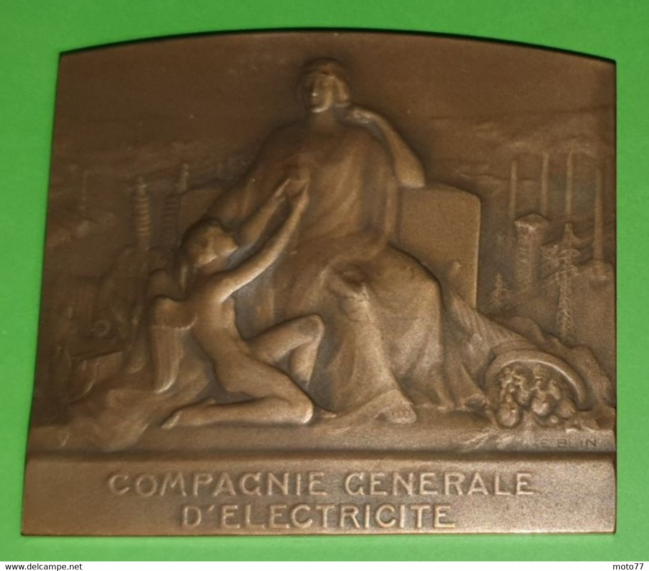 RARE Coffret et Médaille du travail EDF pour 25 années -Bronze- Compagnie Générale d'électricité FRANCE Blin - Vers 1900