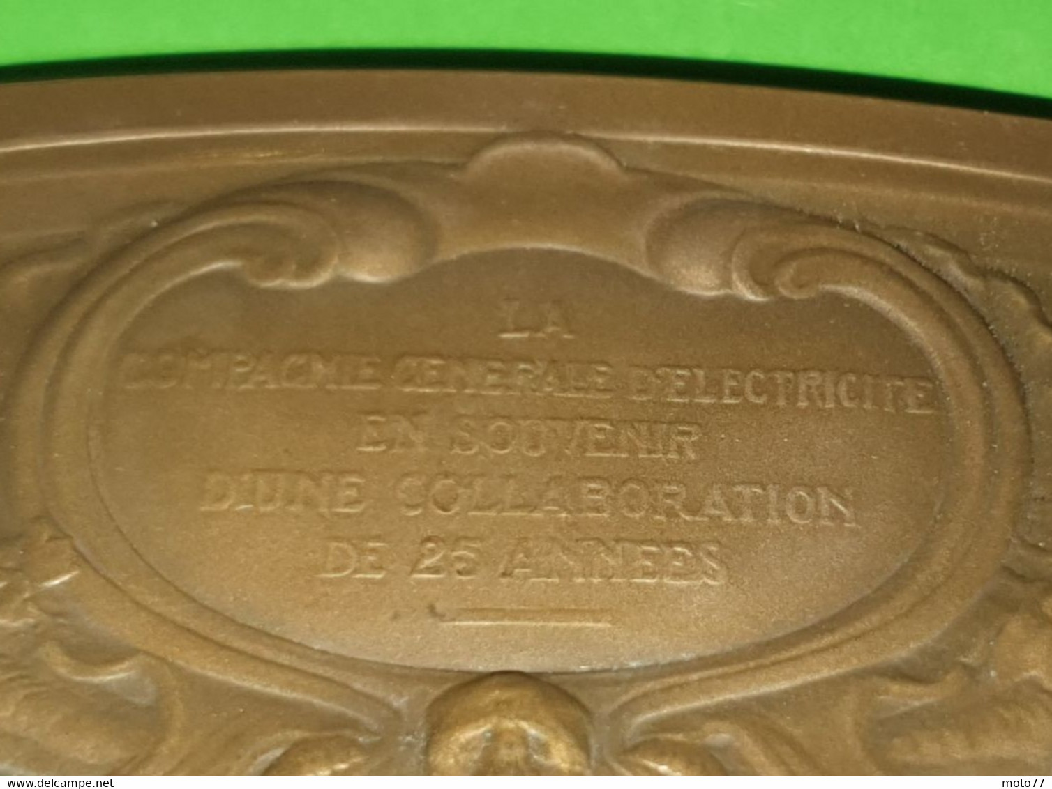 RARE Coffret et Médaille du travail EDF pour 25 années -Bronze- Compagnie Générale d'électricité FRANCE Blin - Vers 1900