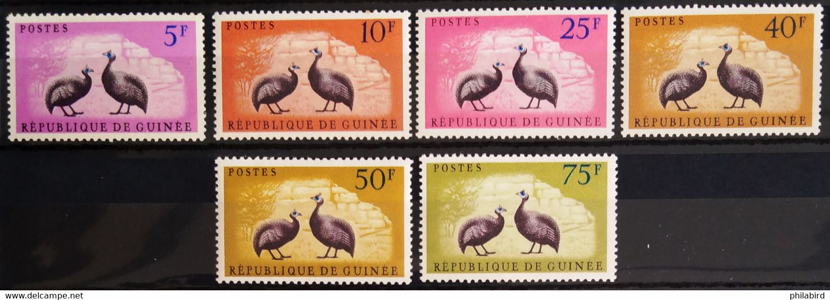 OISEAUX - GUINEE                  N° 63/68                      NEUF** - Paons