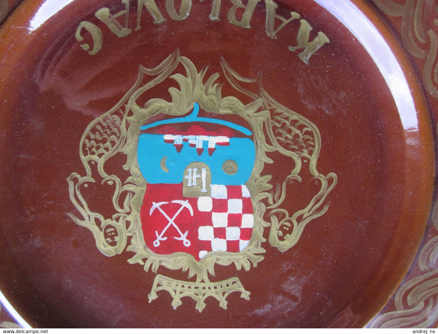 Karlovac Hand-painted Wall Plate Grab Heraldry Karlovac With The Signature Of The Author Petar Grgec - Autres & Non Classés