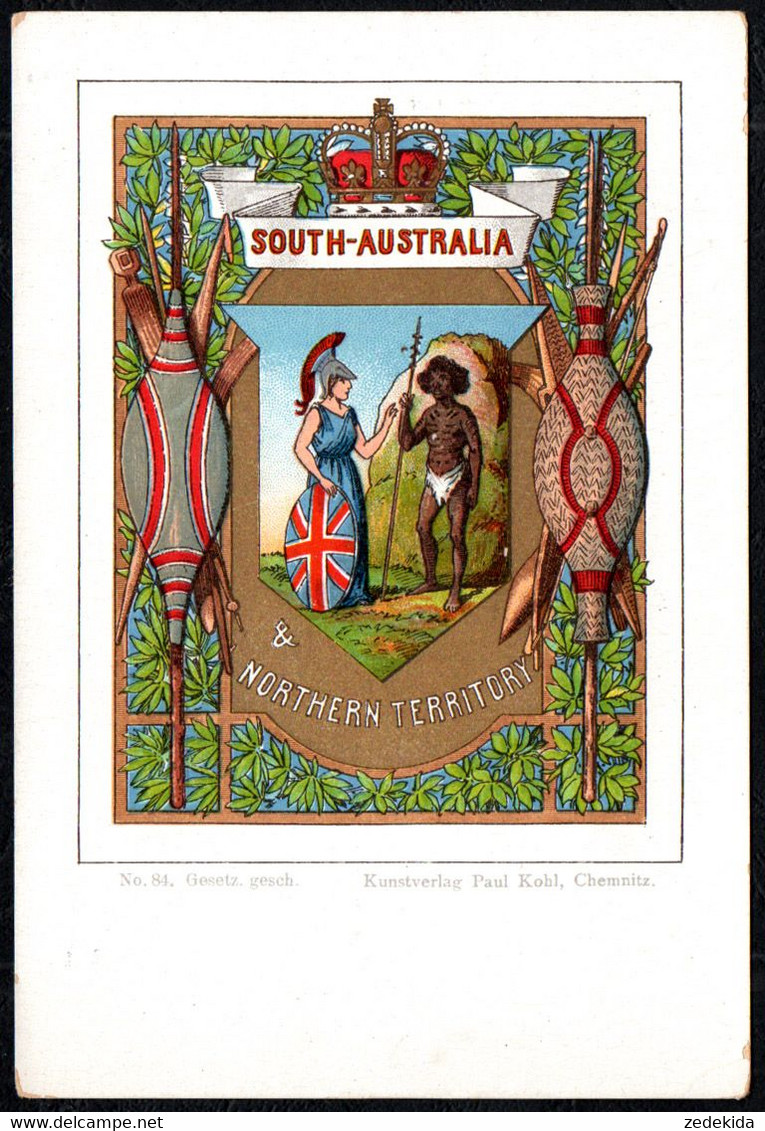 F0498 - Northern Territory - Wappenkarte - Litho Kunstverlag Paul Kohl Chemnitz - Sin Clasificación