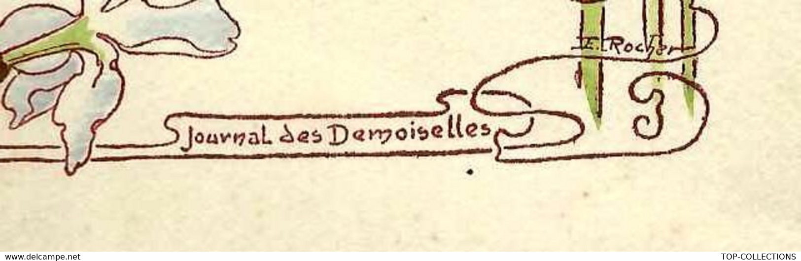 Circa 1900 ART NOUVEAU MENU "JOURNAL DES DEMOISELLES" LITHOGRAPHIE Par  E.A.ROCHER V.SCANS+HISTORIQUE - Menus
