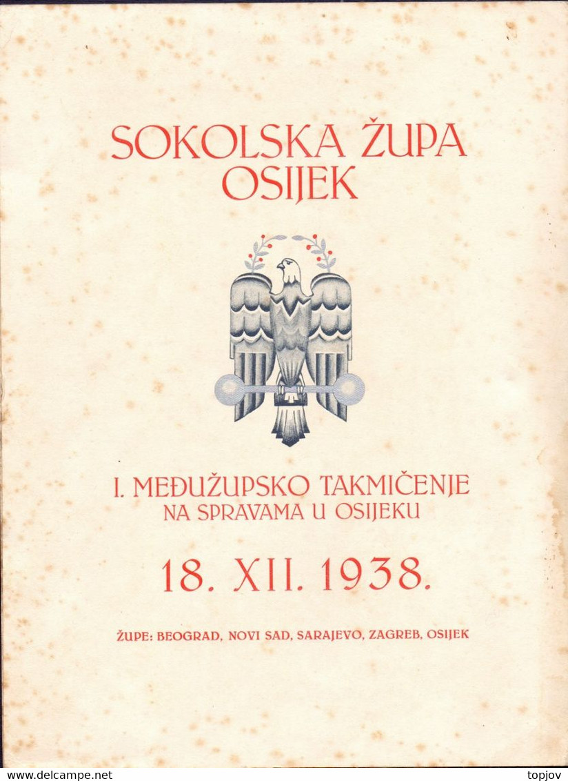 CROATIA - HRVATSKA  - SOKOLSKA ŽUPA OSIJEK - DIPLOMA - TURNIR - 1938 - Ginnastica