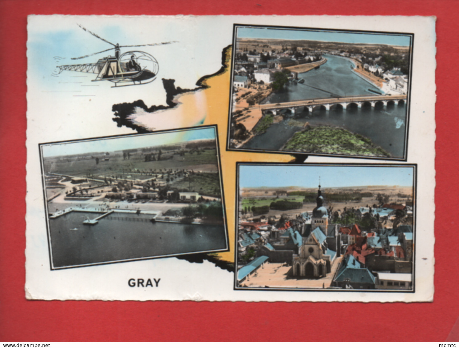 CPSM Grand Format  -  Gray  -(Haute-Saône )  ( Hélicoptère , Multivues, Multivue ) - Gray
