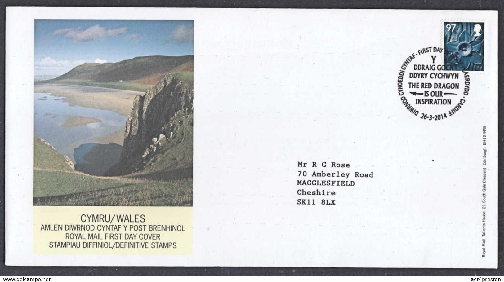 Ca0521 GREAT BRITAIN 2014, New High Value Machin Stamp, Wales, FDC - 2011-2020 Em. Décimales