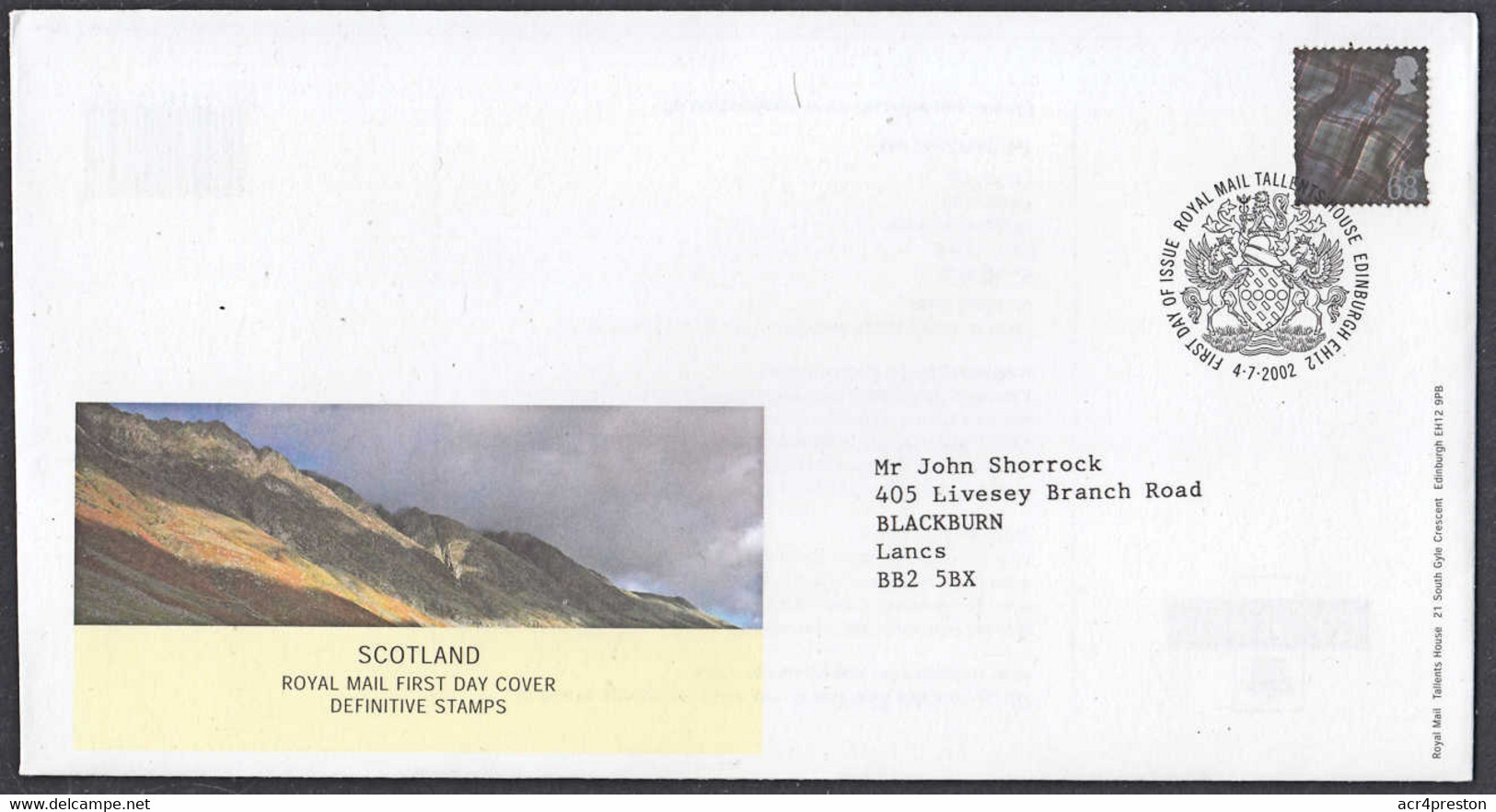 Ca0528 GREAT BRITAIN 2002,  New 68p Value Machin Definitive, Scotland, FDC - 2001-2010 Decimal Issues