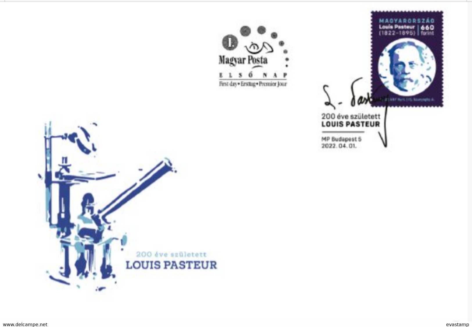 HUNGARY - 2022. FDC - 200th Anniversary Of The Birth Of Louis Pasteur / Chemist / Microbiologist  MNH!! - Louis Pasteur