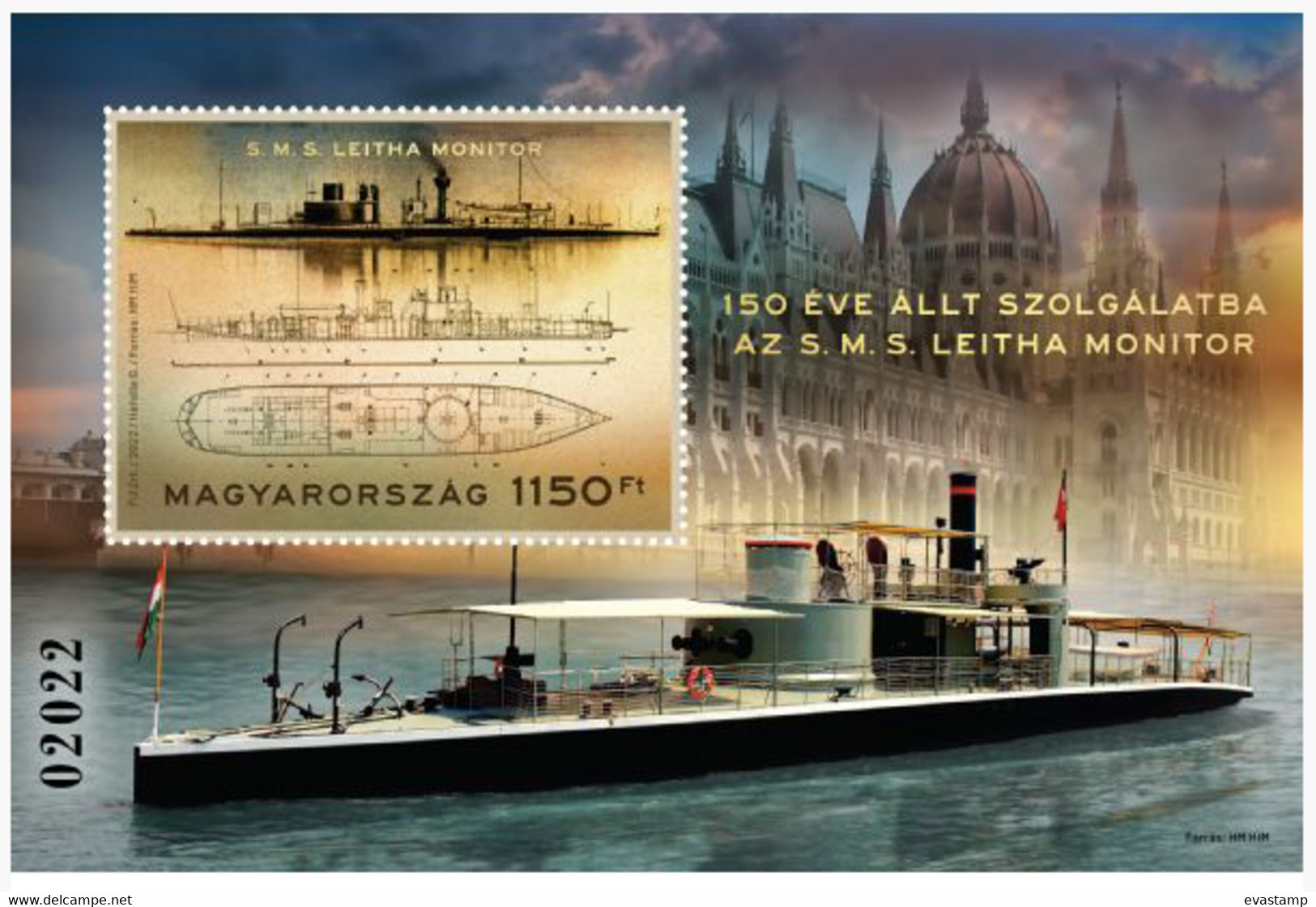 HUNGARY - 2022. S/S - 150th Anniversary Of The SMS LEITHA Monitor / Oldest  Austro-Hungarian Warship / Normal Vers.MNH!! - Nuovi