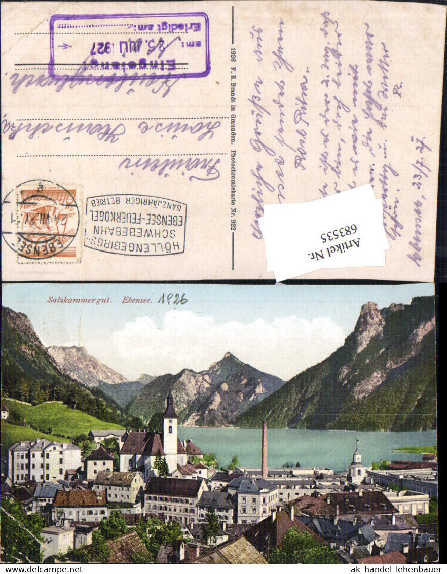 683535 Ebensee Am Traunsee Gel. N. Neulengbach Pub Brandt 922 - Ebensee