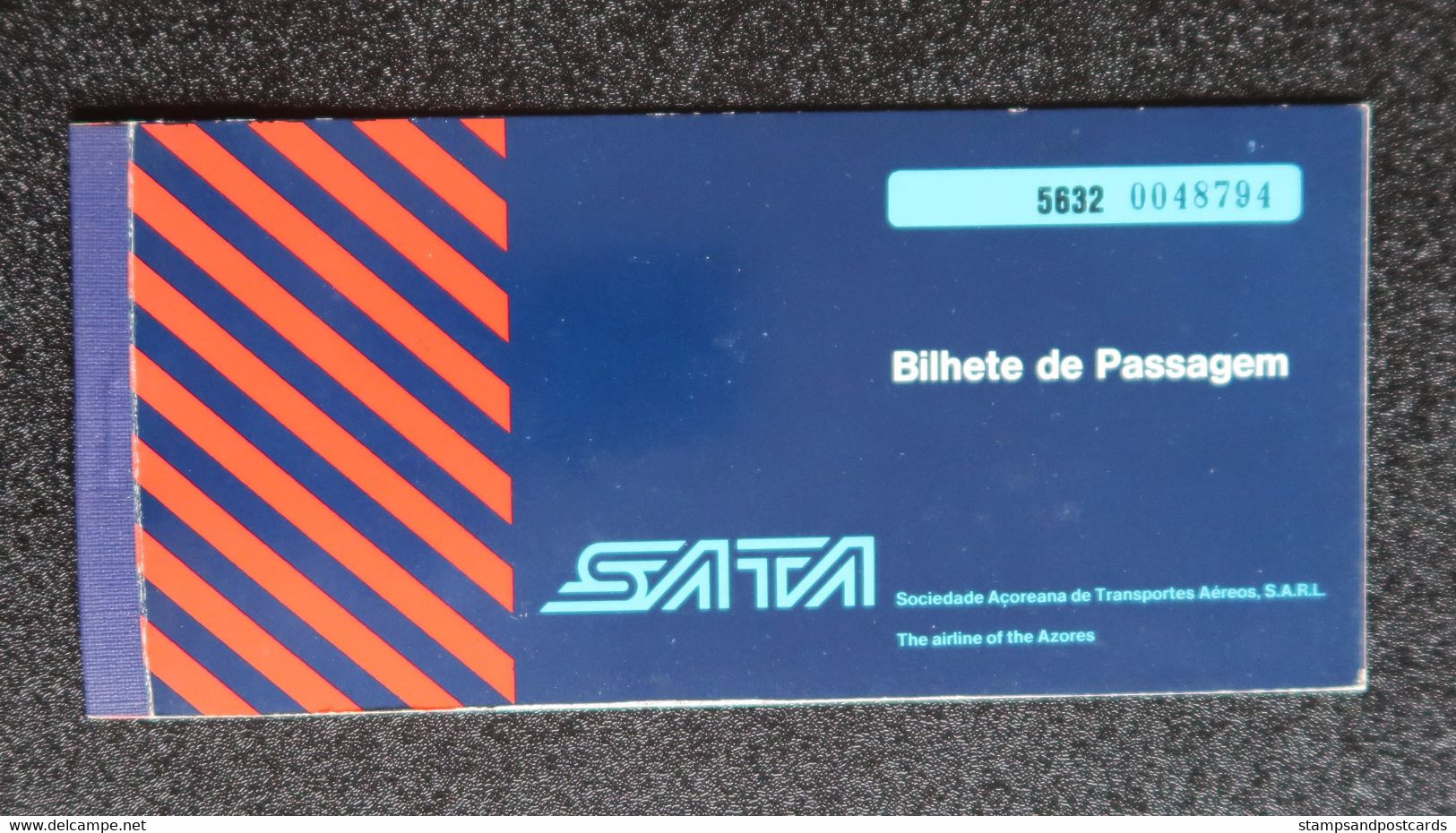 Billet Avion 1977 SATA Linha Aérea Dos Açores Portugal Azores Airlines Plane Ticket - Europe