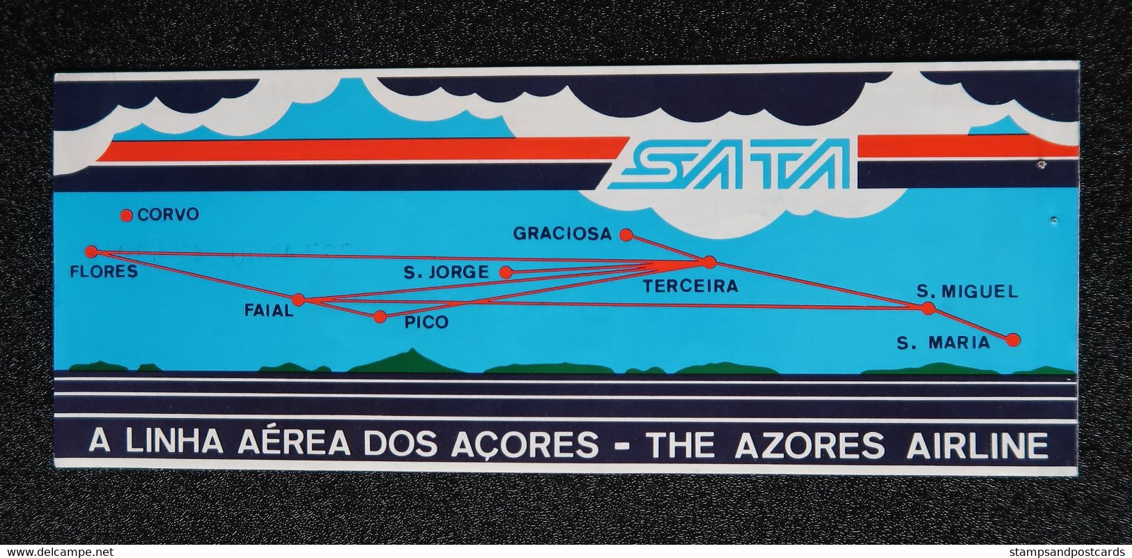 Billet Avion 1984 SATA Linha Aérea Dos Açores Portugal Azores Airlines Plane Ticket - Europa
