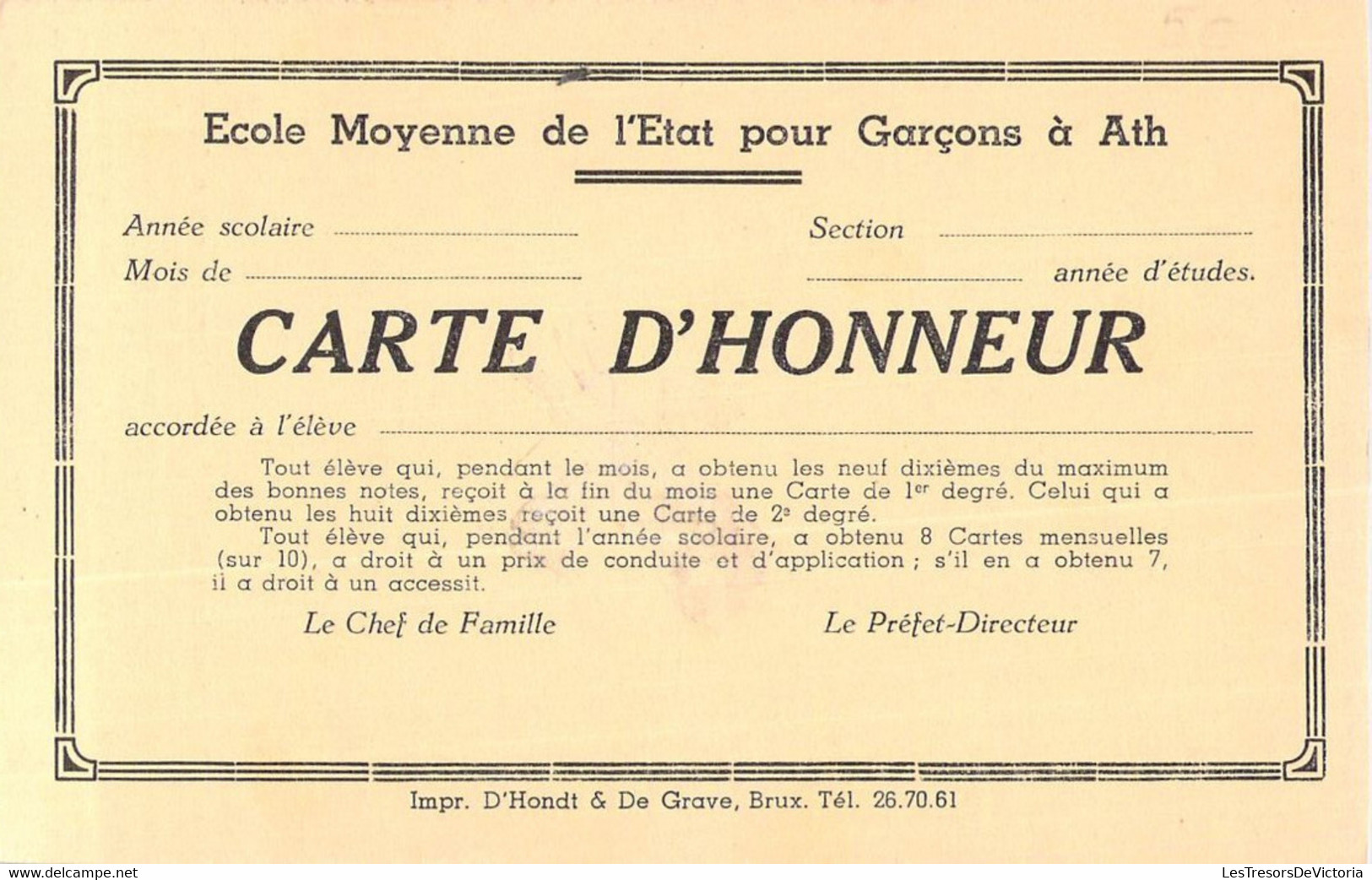 CPA Gand Le Beffroi Avec Verso Carte D'honneur Ecole Moyenne De L'etat Pour Garçon à Ath - Ath