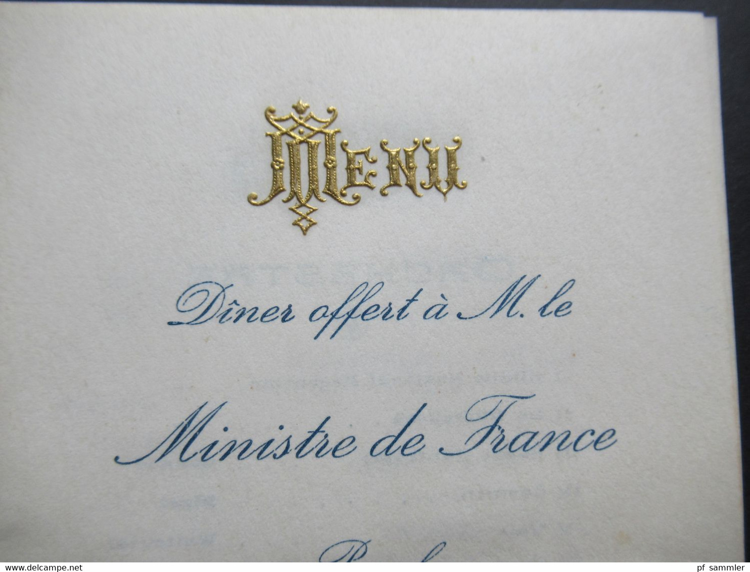 Frankreich / Argentinien Speisekarte Menu / Diner Offert A M. Le Ministre De France Mendoza 9.4.1916 Im Grand Hotel - Menükarten