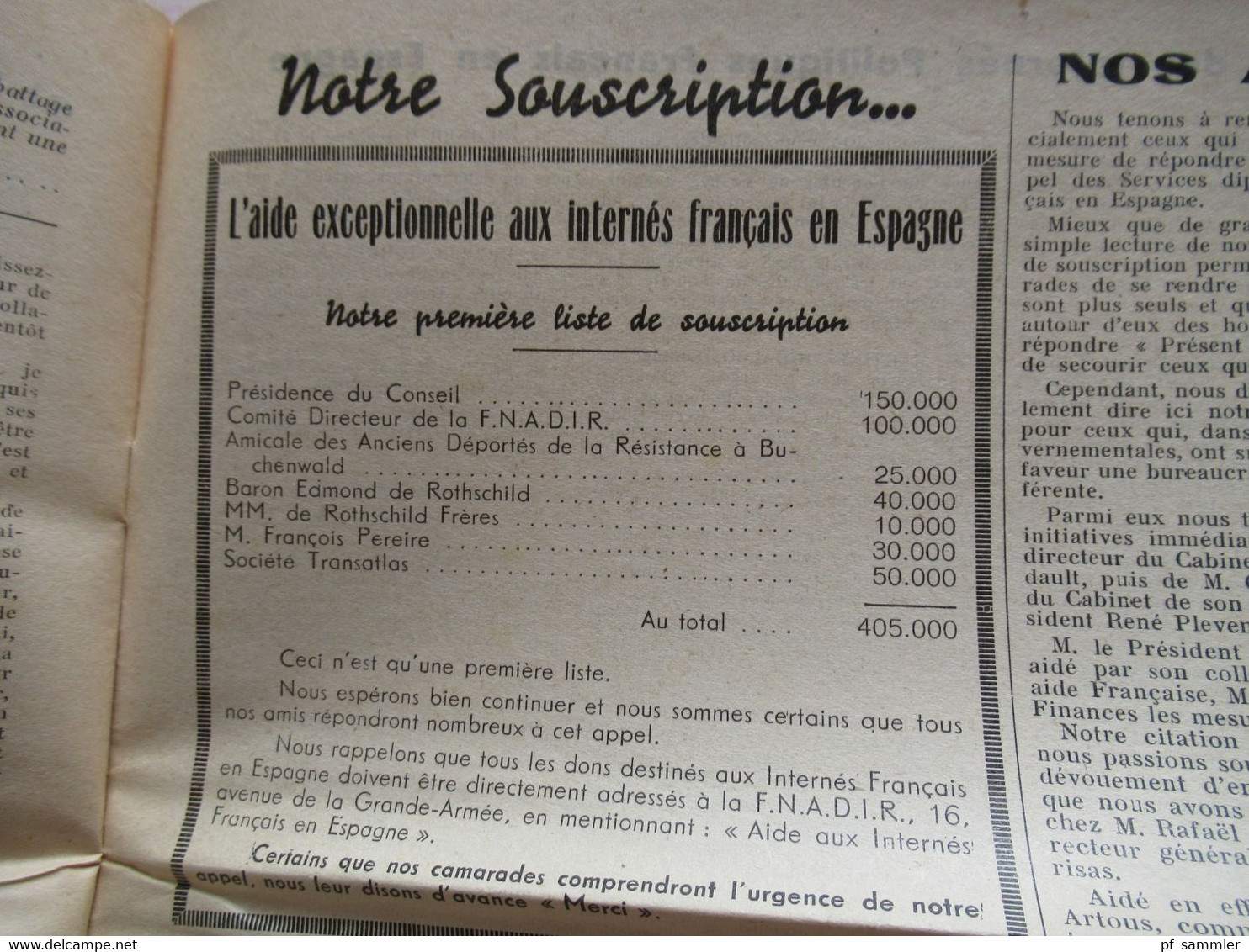 Federation nationale des associations et amicales de deportes d'internes et d'anciens de la Resistance F.N.A.D.I.R.