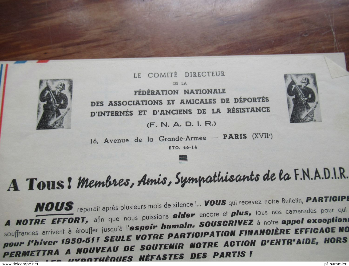 Federation nationale des associations et amicales de deportes d'internes et d'anciens de la Resistance F.N.A.D.I.R.