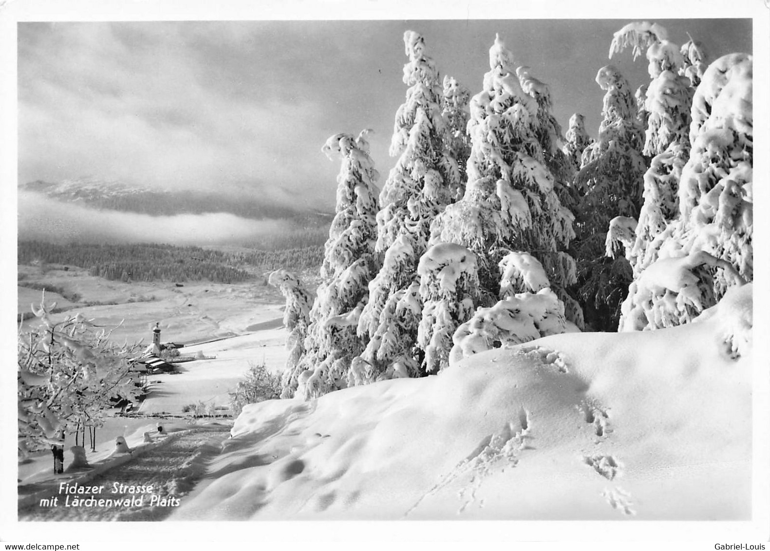 Fidazer Strasse Mit Lächenwald Plaits Fidaz Flims Im Winter (10 X 15 Cm) - Flims